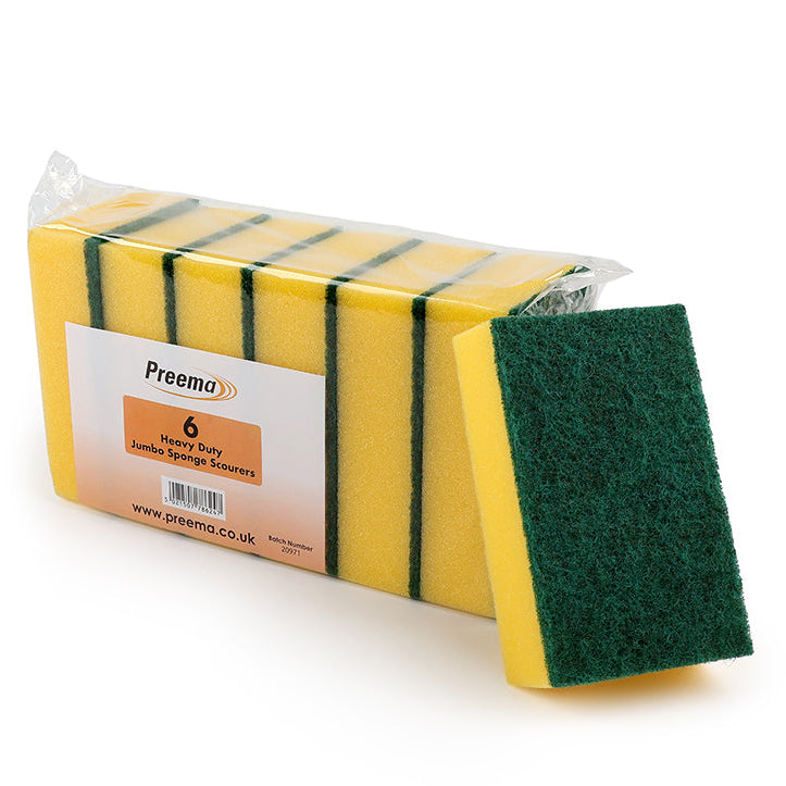 Preema Jumbo 6x4" Sponge Scourer Packet 1x6