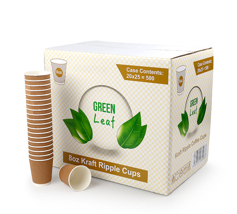 Green Leaf 8oz Kraft Ripple Cups 1x500