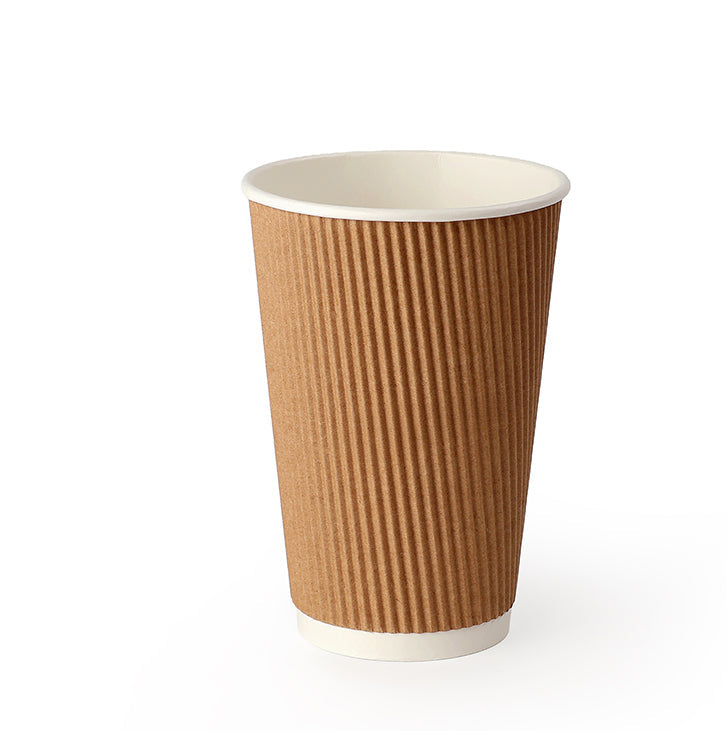 Green Leaf 16oz Kraft Ripple Cups 1x500